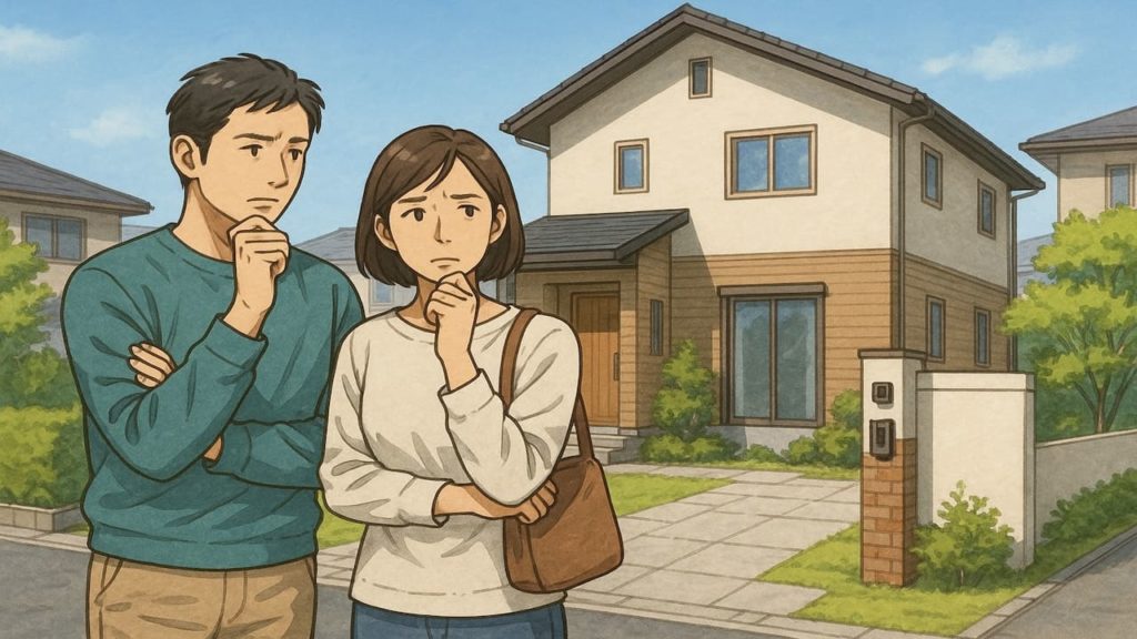 三重県で夫婦が外構業者の選び方と探し方を考えているイメージ