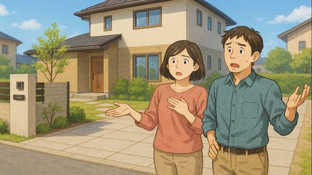 三重県で夫婦が外構トラブルで困っているイメージ