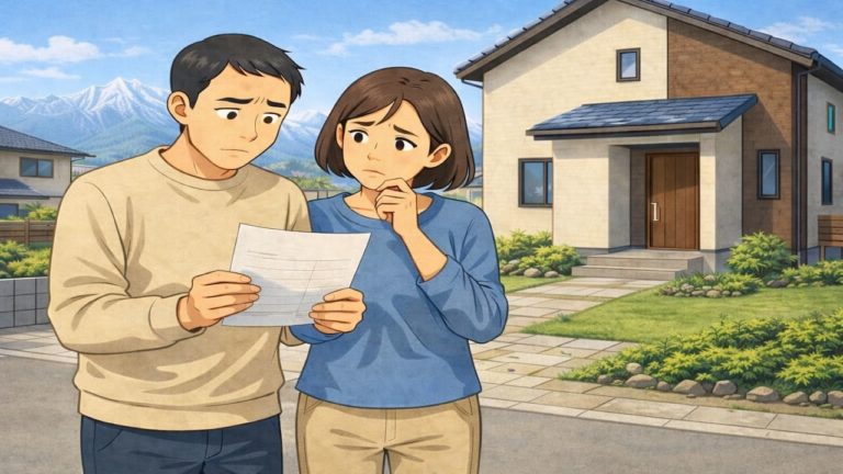 南アルプス市で夫婦が外構見積もりで悩んでいるイメージ