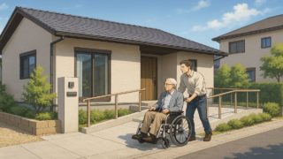 箕面市の戸建てに施工されたバリアフリー外構のイメージ