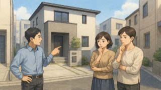 箕面市で夫婦が外構業者の選び方と探し方を考えているイメージ