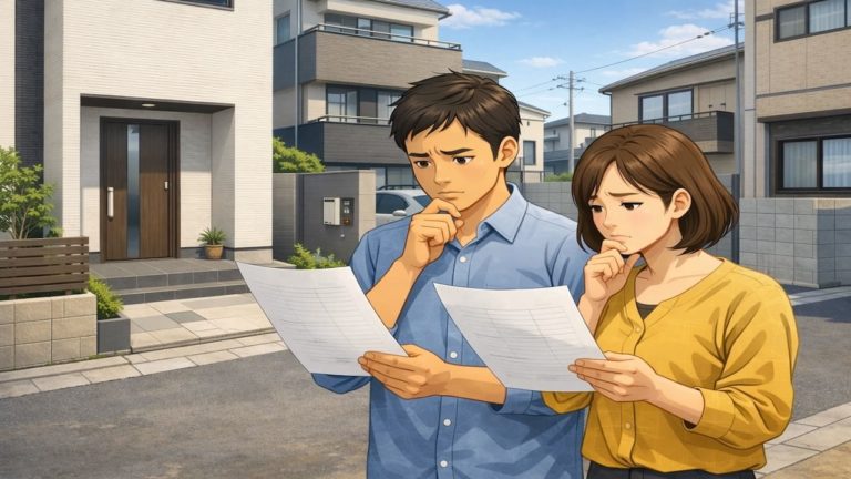 箕面市で夫婦が外構見積もりで悩んでいるイメージ