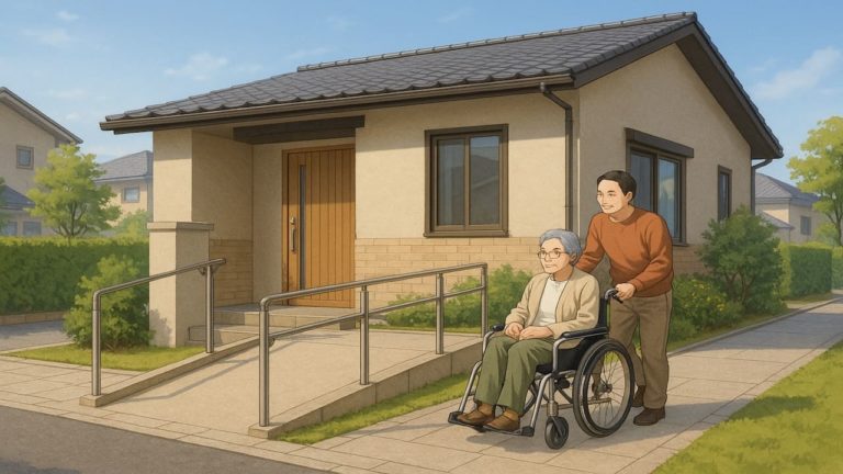 三郷市の戸建てに施工されたバリアフリー外構のイメージ