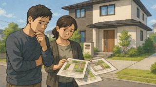 三郷市で夫婦が外構業者の選び方と探し方を考えているイメージ