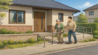 三島市の戸建てに施工されたバリアフリー外構のイメージ