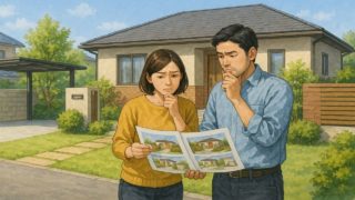 三島市で夫婦が外構業者の選び方と探し方を考えているイメージ