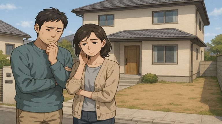 三島市の外構工事の失敗にがっかりする夫婦のイメージ