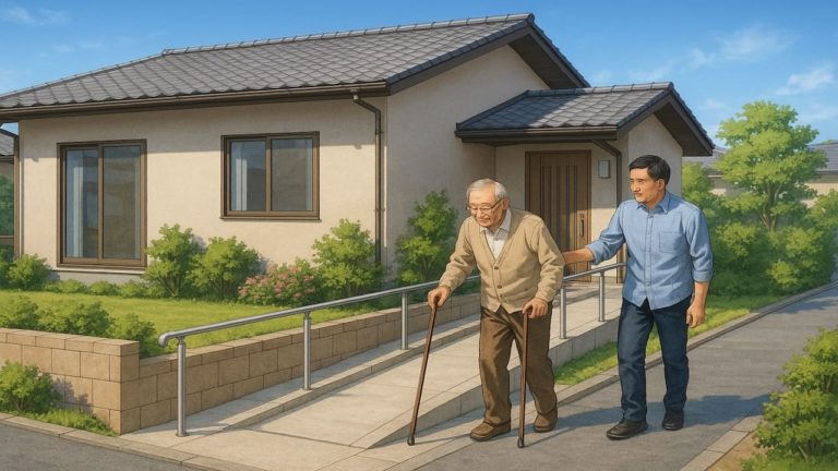 水戸市の戸建てに施工されたバリアフリー外構のイメージ