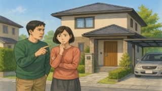 水戸市で夫婦が外構業者の選び方と探し方を考えているイメージ