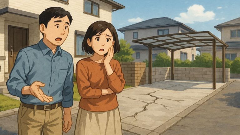 水戸市で夫婦が外構トラブルで困っているイメージ