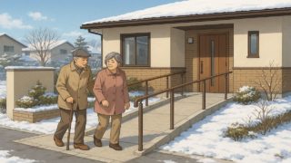 宮城県の戸建てに施工されたバリアフリー外構のイメージ