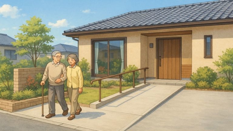 都城市の戸建てに施工されたバリアフリー外構のイメージ