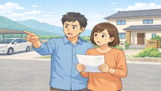 都城市で夫婦が外構見積もりで悩んでいるイメージ