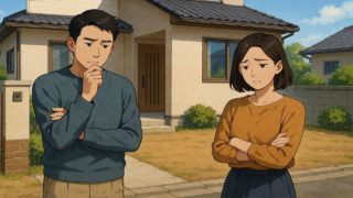 都城市の外構工事の失敗にがっかりする夫婦のイメージ