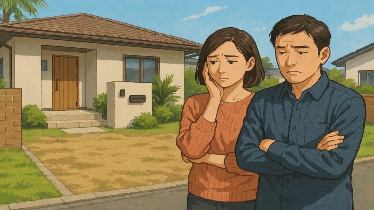 宮崎県の外構工事の失敗にがっかりする夫婦のイメージ