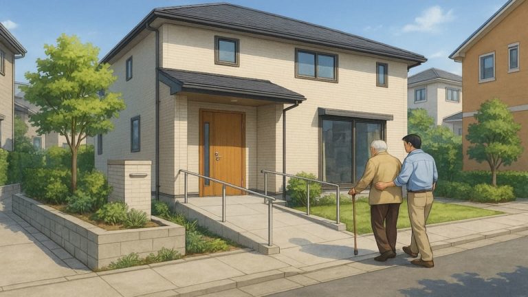 守口市の戸建てに施工されたバリアフリー外構のイメージ