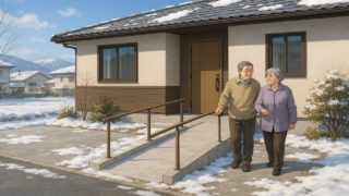 盛岡市の戸建てに施工されたバリアフリー外構のイメージ