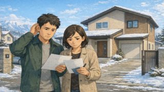 盛岡市で夫婦が外構見積もりで悩んでいるイメージ