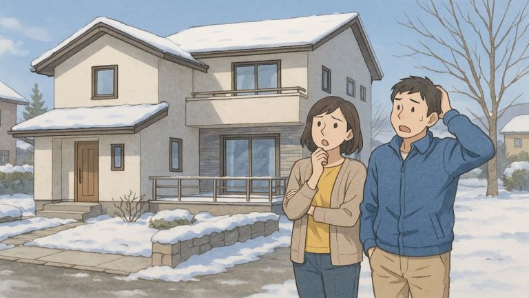 盛岡市で夫婦が外構トラブルで困っているイメージ