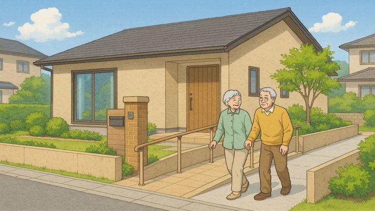 宗像市の戸建てに施工されたバリアフリー外構のイメージ