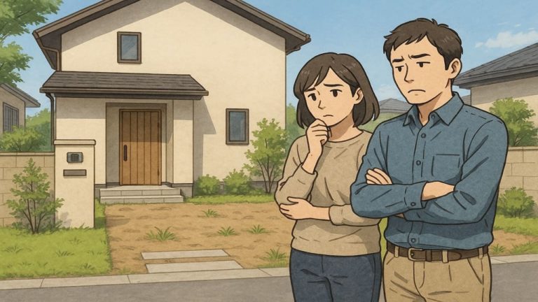 宗像市の外構工事の失敗にがっかりする夫婦のイメージ