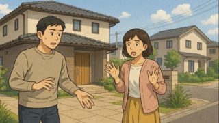 宗像市で夫婦が外構トラブルで困っているイメージ