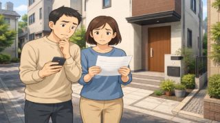 武蔵野市で夫婦が外構見積もりで悩んでいるイメージ