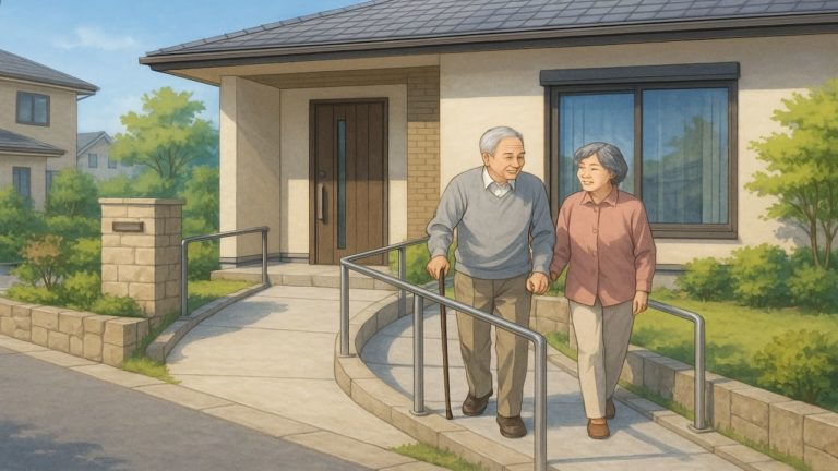 長浜市の戸建てに施工されたバリアフリー外構のイメージ