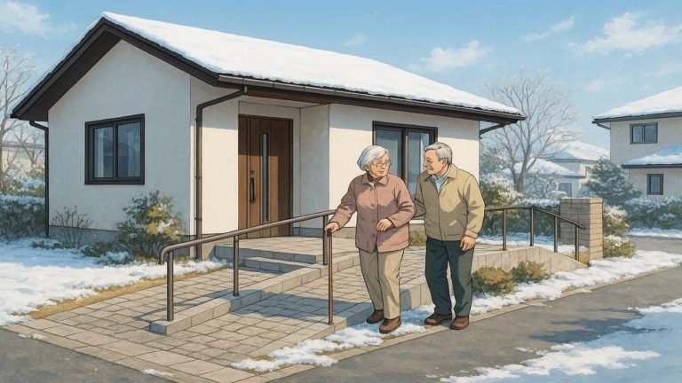 長野県の戸建てに施工されたバリアフリー外構のイメージ