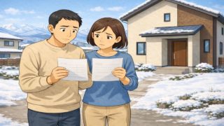 長野県で夫婦が外構見積もりで悩んでいるイメージ