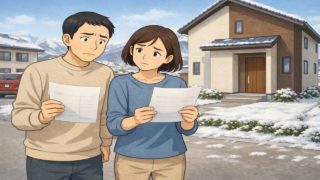 長岡市で夫婦が外構見積もりで悩んでいるイメージ