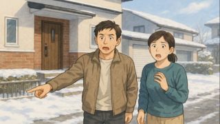 長岡市で夫婦が外構トラブルで困っているイメージ