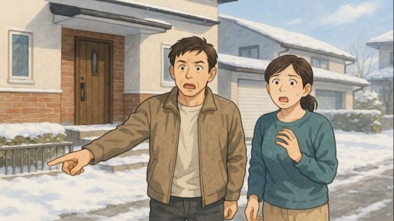 長岡市で夫婦が外構トラブルで困っているイメージ