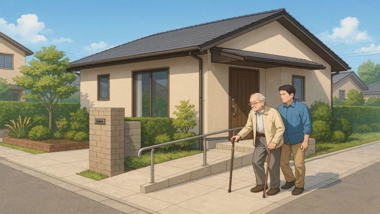 流山市の戸建てに施工されたバリアフリー外構のイメージ