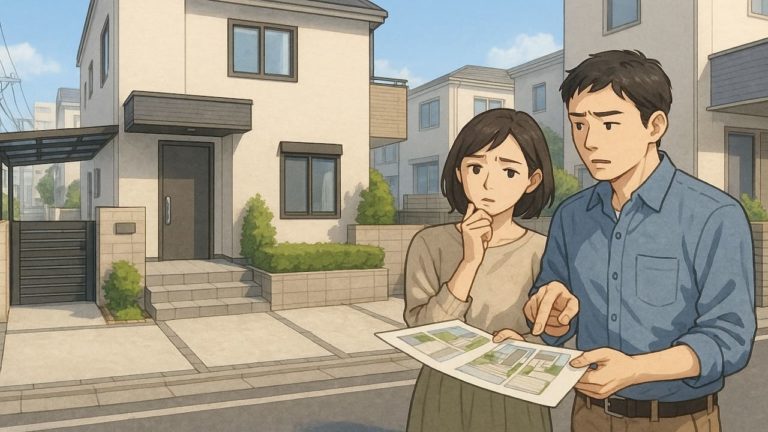 中野区で夫婦が外構業者の選び方と探し方を考えているイメージ