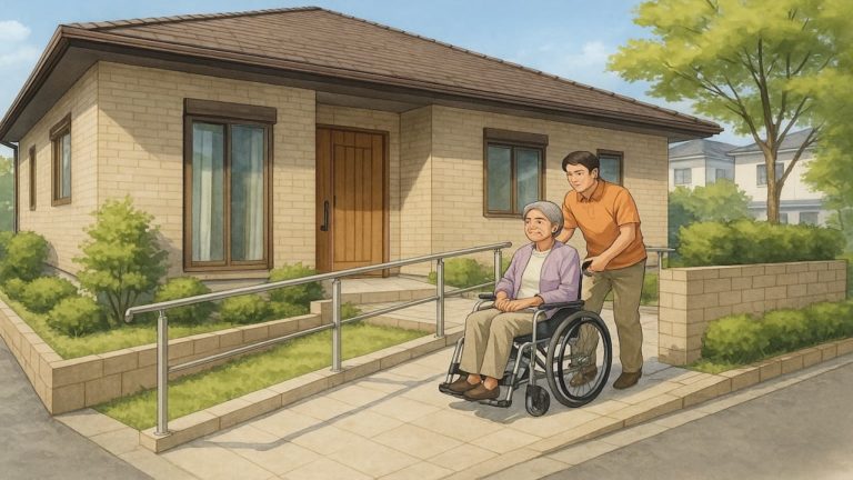 奈良県の戸建てに施工されたバリアフリー外構のイメージ