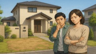 奈良県の外構工事の失敗にがっかりする夫婦のイメージ