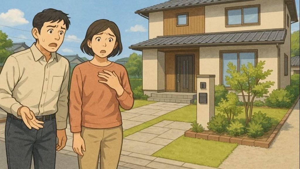 奈良県で夫婦が外構トラブルで困っているイメージ