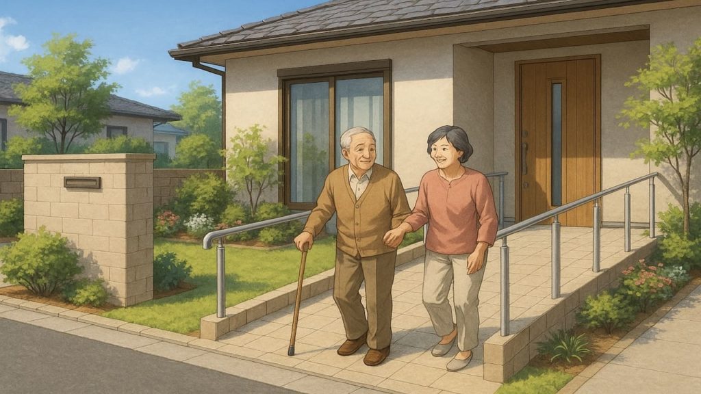 成田市の戸建てに施工されたバリアフリー外構のイメージ