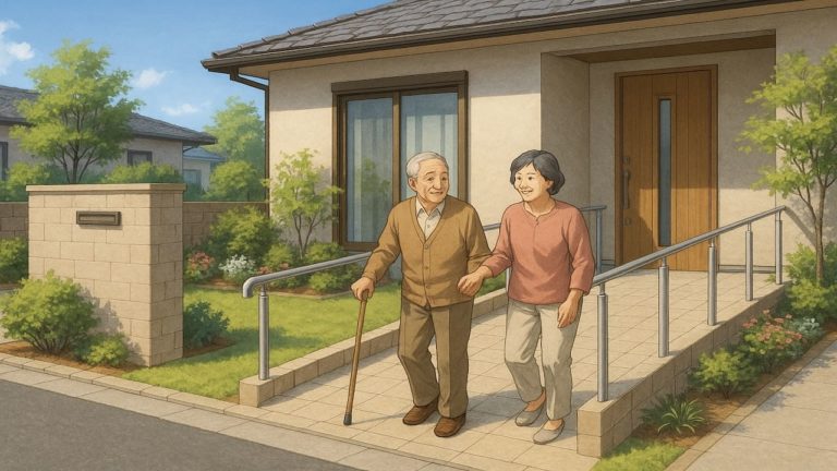 成田市の戸建てに施工されたバリアフリー外構のイメージ