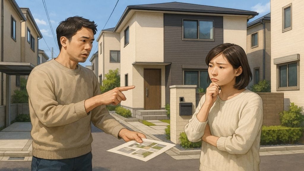 練馬区で夫婦が外構業者の選び方と探し方を考えているイメージ