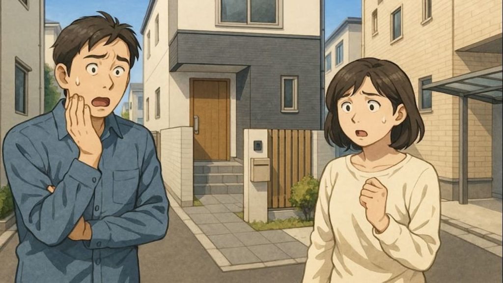 練馬区で夫婦が外構トラブルで困っているイメージ