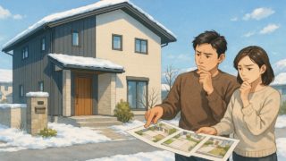 新潟県で夫婦が外構業者の選び方と探し方を考えているイメージ