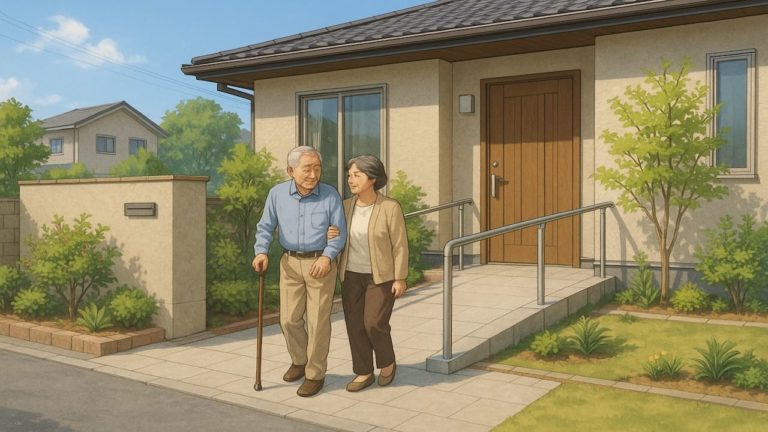 新座市の戸建てに施工されたバリアフリー外構のイメージ