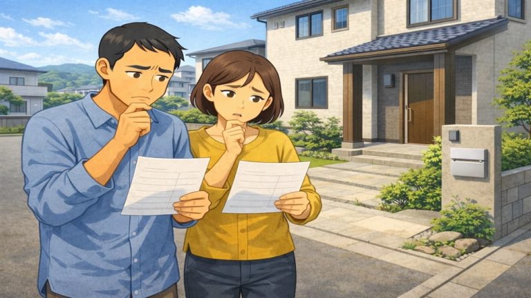 西宮市で夫婦が外構見積もりで悩んでいるイメージ