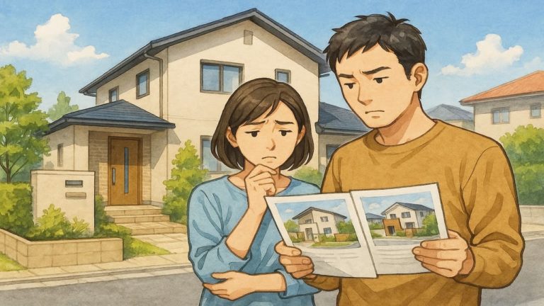 西尾市で夫婦が外構業者の選び方と探し方を考えているイメージ