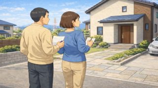 西尾市で夫婦が外構見積もりで悩んでいるイメージ