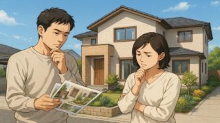 日進市で夫婦が外構業者の選び方と探し方を考えているイメージ