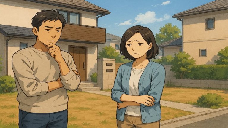 日進市の外構工事の失敗にがっかりする夫婦のイメージ