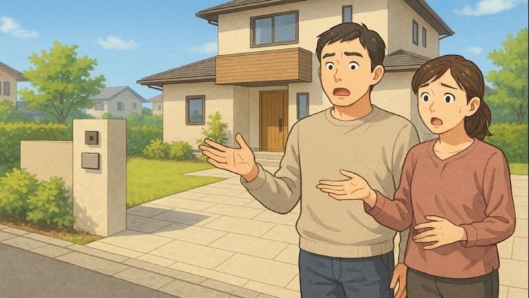 日進市で夫婦が外構トラブルで困っているイメージ